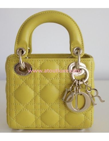 Sac micro Lady Dior cuir jaune