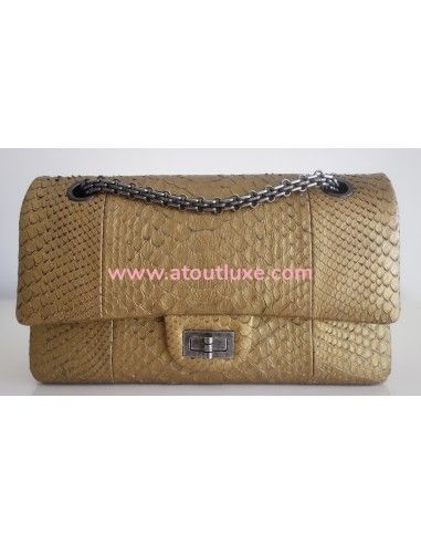 Sac Chanel 2.55 python doré