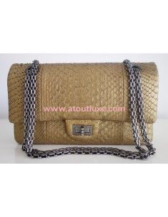 Sac Chanel 2.55 python doré 2