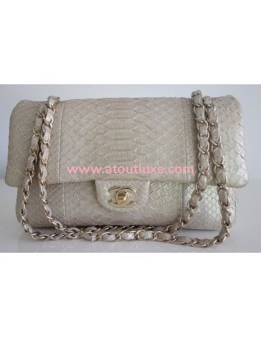 Sac Chanel Classique python beige