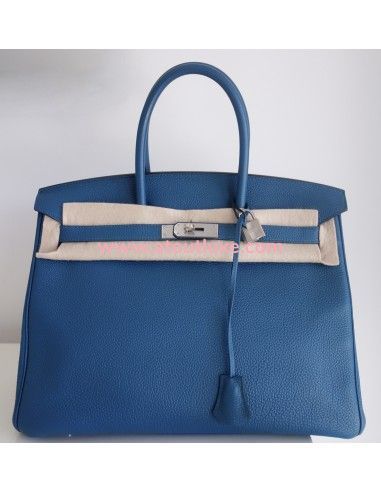 Sac Hermes Birkin 35 bleu de Galice