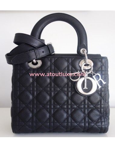 Sac Lady Dior médium veau noir