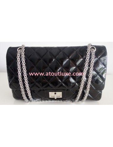 Sac Chanel 2.55 cuir verni noir