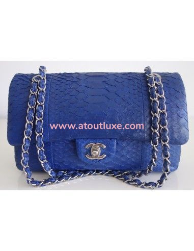 Sac Chanel Classique python bleu