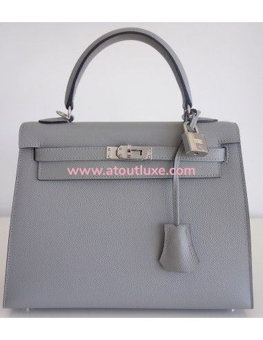 Sac Hermes Kelly 25 gris mouette