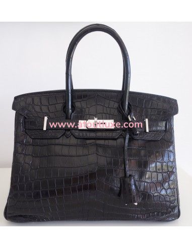 Sac Hermes Birkin 30 crocodile noir