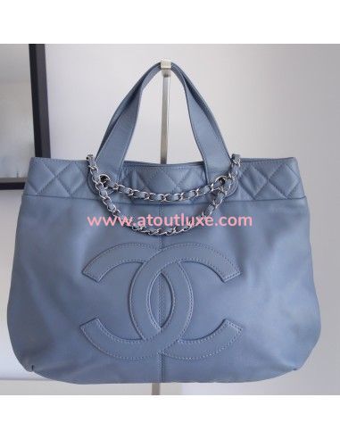 Sac Chanel shopping bleu jean