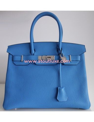 Sac Hermes Birkin 30 bleu Zanzibar