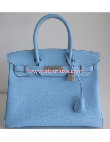 Sac Hermes Birkin 30 bleu céleste