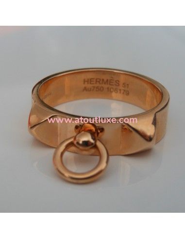 BAGUE HERMES COLLIER DE CHIEN OR ROSE