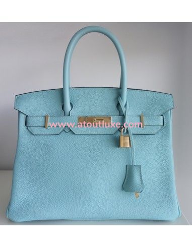 Sac Hermes Birkin 30 bleu atoll