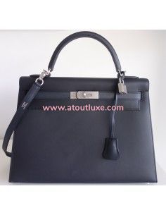 Sac Hermes Kelly 32 noir mat