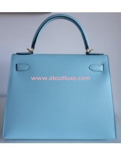 Sac Hermes Kelly 28 bleu Atoll 2