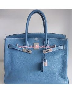 Sac Hermes Birkin 35 bleu jean 2