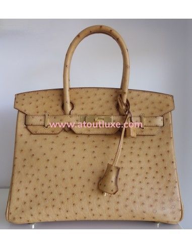 Sac Hermès Birkin 30 autruche gold