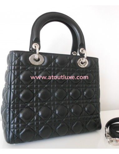 SAC LADY DIOR CUIR NOIR MEDIUM SAC LADY DIOR CUIR NOIR MEDIUM