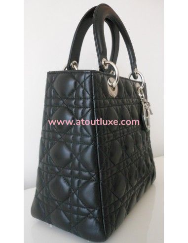 SAC LADY DIOR CUIR NOIR MEDIUM SAC LADY DIOR CUIR NOIR MEDIUM
