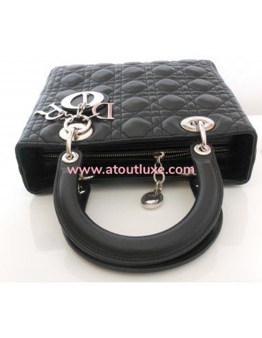 SAC LADY DIOR CUIR NOIR MEDIUM SAC LADY DIOR CUIR NOIR MEDIUM