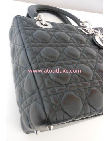 SAC LADY DIOR CUIR NOIR MEDIUM SAC LADY DIOR CUIR NOIR MEDIUM