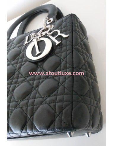 SAC LADY DIOR CUIR NOIR MEDIUM SAC LADY DIOR CUIR NOIR MEDIUM