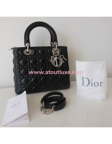 SAC LADY DIOR CUIR NOIR MEDIUM SAC LADY DIOR CUIR NOIR MEDIUM