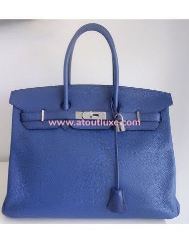 Sac Hermes Birkin 35 bleu de Malte
