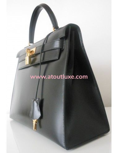 SAC HERMES KELLY BOX NOIR  SAC HERMES KELLY BOX NOIR
