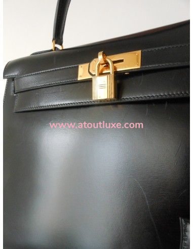 SAC HERMES KELLY BOX NOIR  SAC HERMES KELLY BOX NOIR