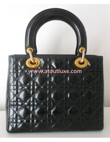 SAC LADY DIOR NOIR VERNI MEDIUM  SAC LADY DIOR NOIR VERNI MEDIUM