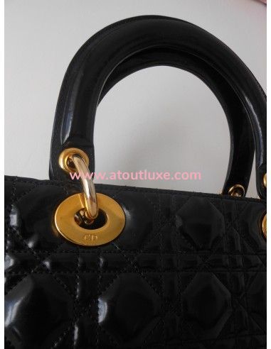 SAC LADY DIOR NOIR VERNI MEDIUM  SAC LADY DIOR NOIR VERNI MEDIUM