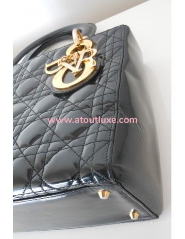 SAC LADY DIOR NOIR VERNI MEDIUM  SAC LADY DIOR NOIR VERNI MEDIUM