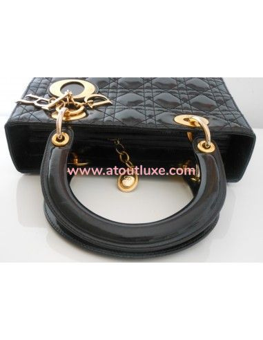 SAC LADY DIOR NOIR VERNI MEDIUM  SAC LADY DIOR NOIR VERNI MEDIUM