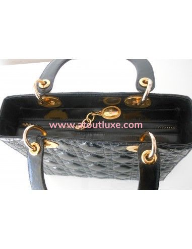 SAC LADY DIOR NOIR VERNI MEDIUM  SAC LADY DIOR NOIR VERNI MEDIUM