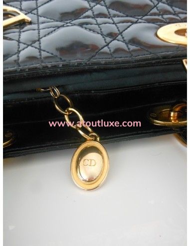 SAC LADY DIOR NOIR VERNI MEDIUM  SAC LADY DIOR NOIR VERNI MEDIUM