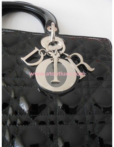 SAC LADY DIOR NOIR VERNI GRAND MODELE  SAC LADY DIOR NOIR VERNI GRAND MODELE