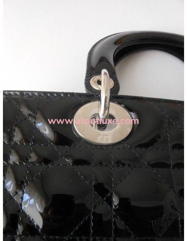 SAC LADY DIOR NOIR VERNI GRAND MODELE  SAC LADY DIOR NOIR VERNI GRAND MODELE