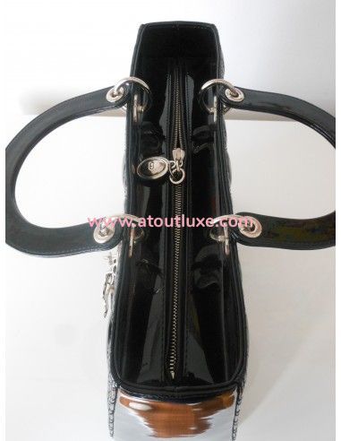 SAC LADY DIOR NOIR VERNI GRAND MODELE  SAC LADY DIOR NOIR VERNI GRAND MODELE