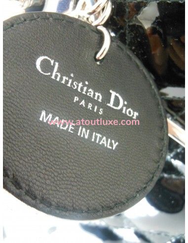 SAC LADY DIOR NOIR VERNI GRAND MODELE  SAC LADY DIOR NOIR VERNI GRAND MODELE