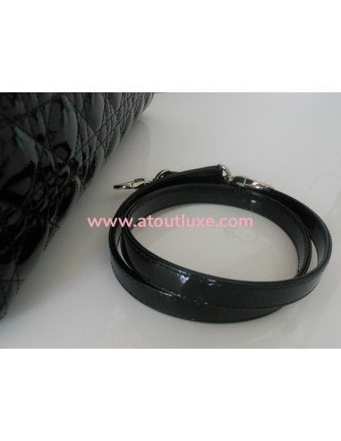 SAC LADY DIOR NOIR VERNI GRAND MODELE  SAC LADY DIOR NOIR VERNI GRAND MODELE