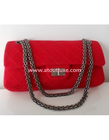 SAC CHANEL 2.55 JERSEY ROUGE 