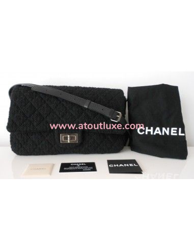 SAC CHANEL 2.55 TWEED NOIR GM SAC CHANEL 2.55 TWEED NOIR GM
