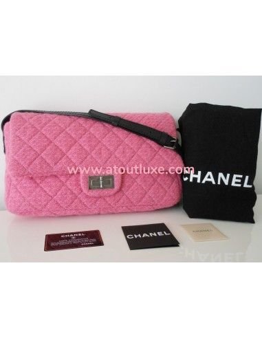 SAC CHANEL 2.55 TWEED ROSE GM  SAC CHANEL 2.55 TWEED ROSE GM