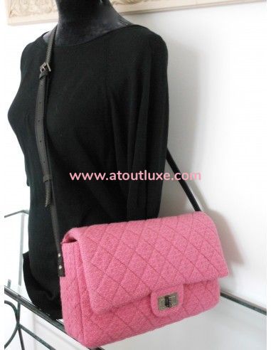SAC CHANEL 2.55 TWEED ROSE GM  SAC CHANEL 2.55 TWEED ROSE GM