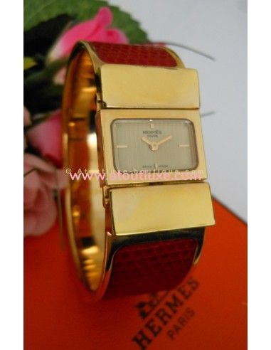 MONTRE HERMES LOQUET CUIR ROUGE