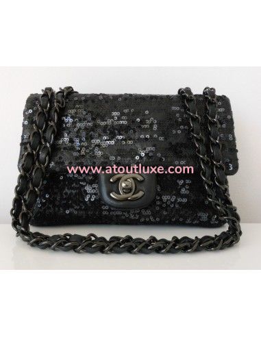 SAC CHANEL TIMELESS SEQUINS NOIR