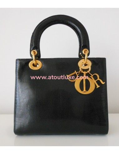 SAC LADY DIOR LEZARD NOIR 