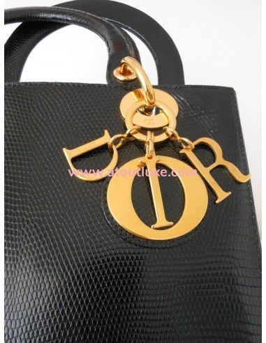 SAC LADY DIOR LEZARD NOIR  SAC LADY DIOR LEZARD NOIR