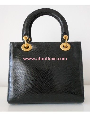 SAC LADY DIOR LEZARD NOIR  SAC LADY DIOR LEZARD NOIR