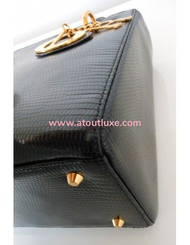 SAC LADY DIOR LEZARD NOIR  SAC LADY DIOR LEZARD NOIR
