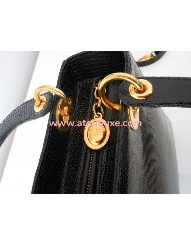 SAC LADY DIOR LEZARD NOIR  SAC LADY DIOR LEZARD NOIR